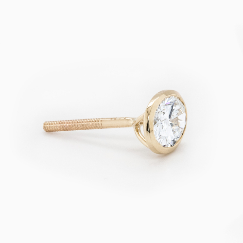 Bezel-Set Oval Diamond Stud Earrings, Lab-Grown, 14k Yellow Gold